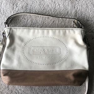 Cream and tan leather Coach Purse